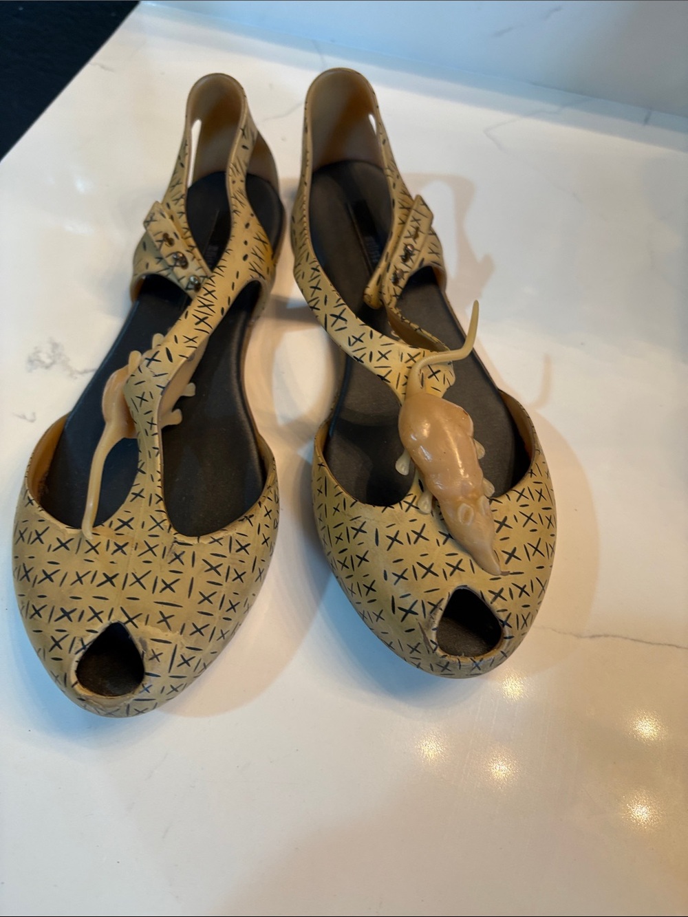 Rare Melissa Tan Patterned Slingback Peep-Toe Sandals LoveFoxxx - Picture 8 of 8